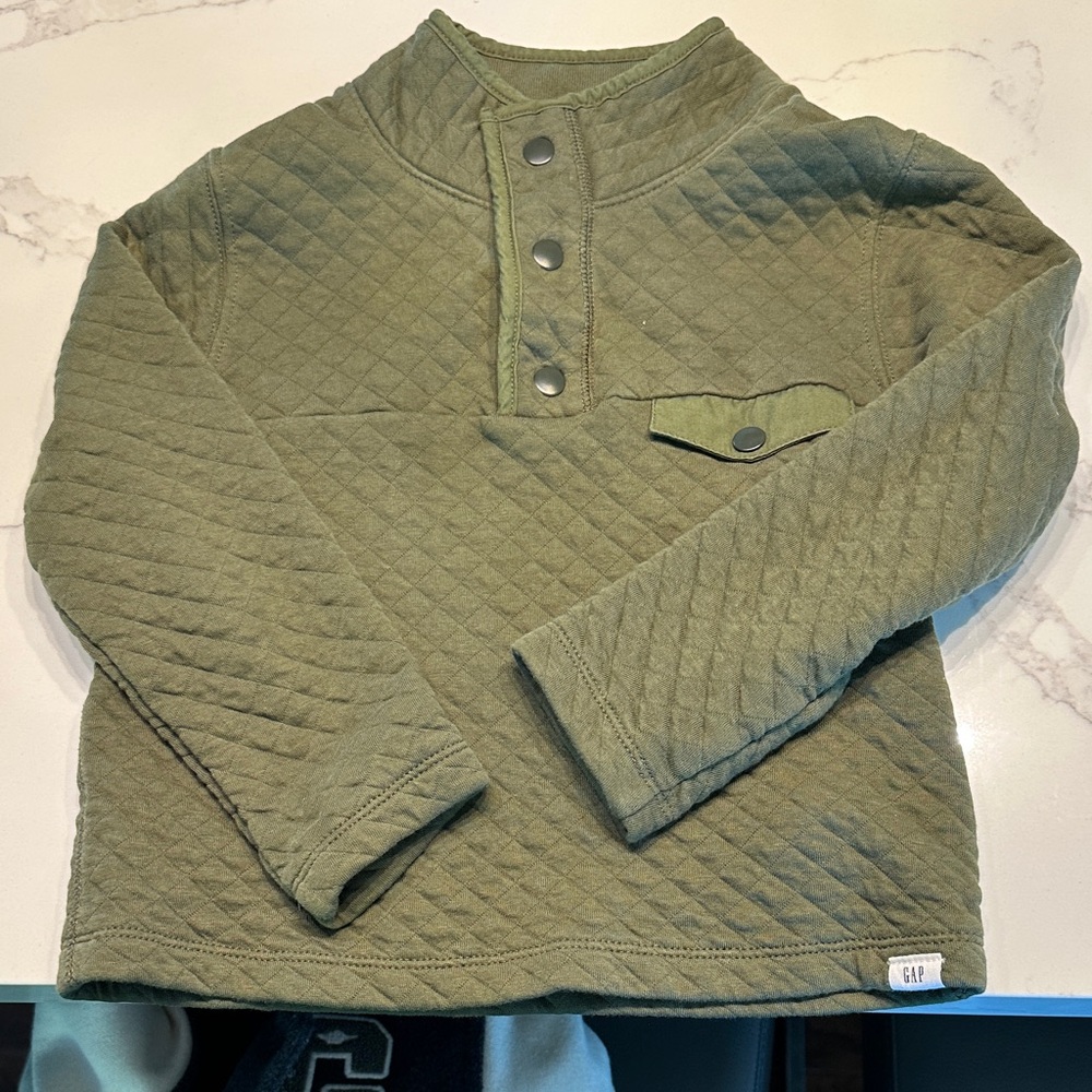 GAP Green Quilted Button-Up Top